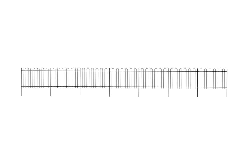 Hagegjerde med buet topp stål 11,9x1,2 m svart - Svart - Gjerder & Grinder