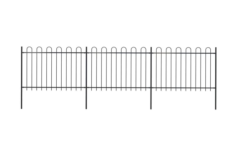 Hagegjerde med buet topp stål 5,1x1,2 m svart - Svart - Gjerder & Grinder