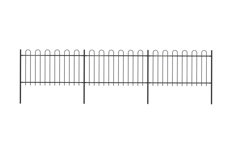 Hagegjerde med buet topp stål 5,1x1 m svart - Svart - Gjerder & Grinder
