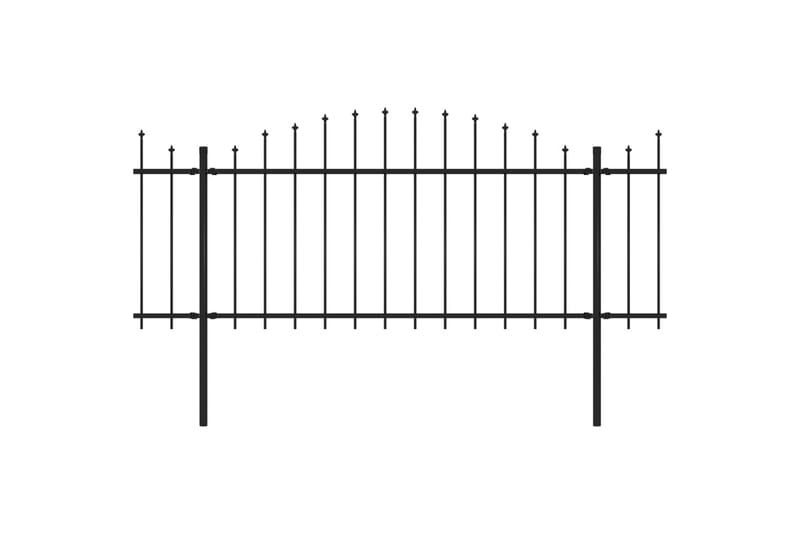 Hagegjerde med spydtopp stål (1,25-1,5)x15,3 m svart - Svart - Gjerder & Grinder