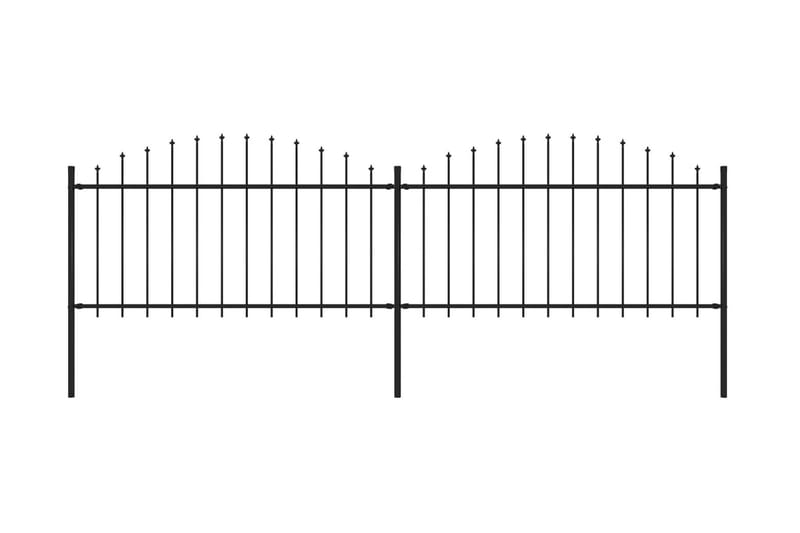 Hagegjerde med spydtopp stål (1,25-1,5)x3,4 m svart - Gjerder & Grinder