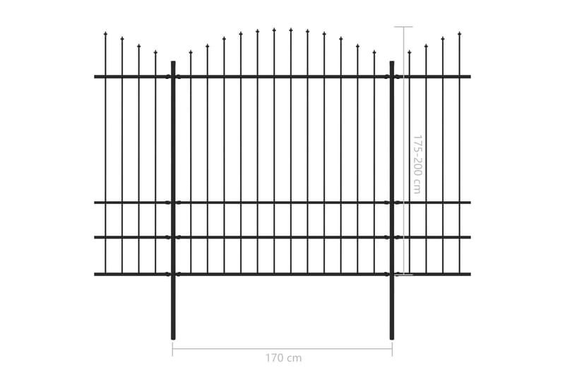 Hagegjerde med spydtopp stål (1,75-2)x3,4 m svart - Gjerder & Grinder