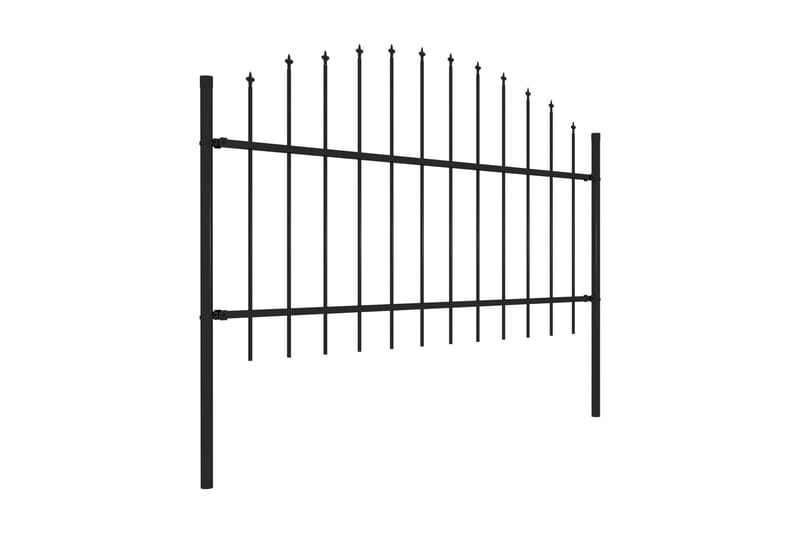 Hagegjerde med spydtopp stål (1-1,25)x6,8 m svart - Gjerder & Grinder