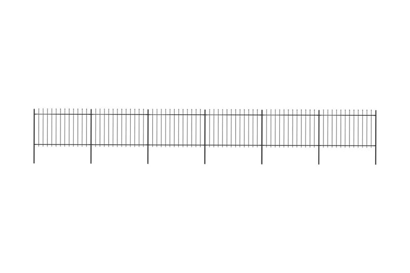 Hagegjerde med spydtopp stål 10,2x1,2 m svart - Svart - Gjerder & Grinder