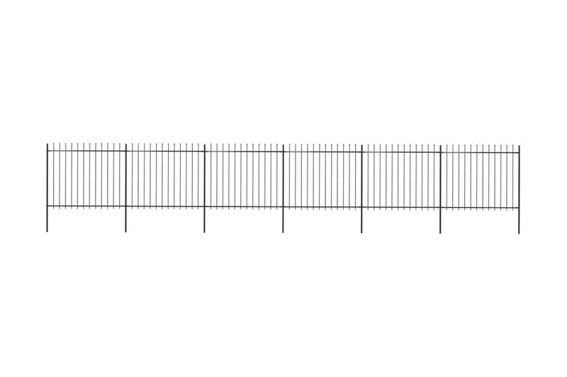 Hagegjerde med spydtopp stål 10,2x1,5 m svart - Svart - Gjerder & Grinder