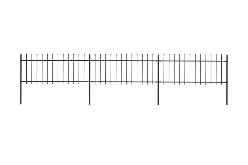 Hagegjerde med spydtopp stål 5,1x0,8 m svart - Svart - Gjerder & Grinder