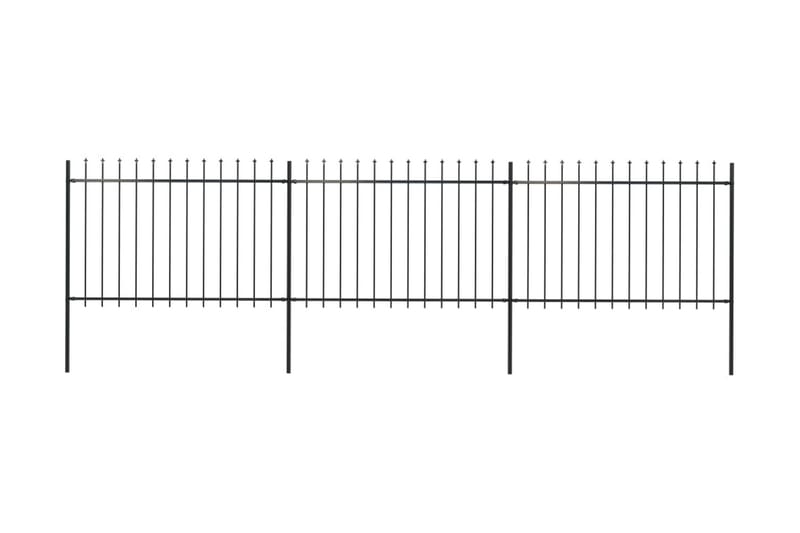Hagegjerde med spydtopp stål 5,1x1,2 m svart - Svart - Gjerder & Grinder