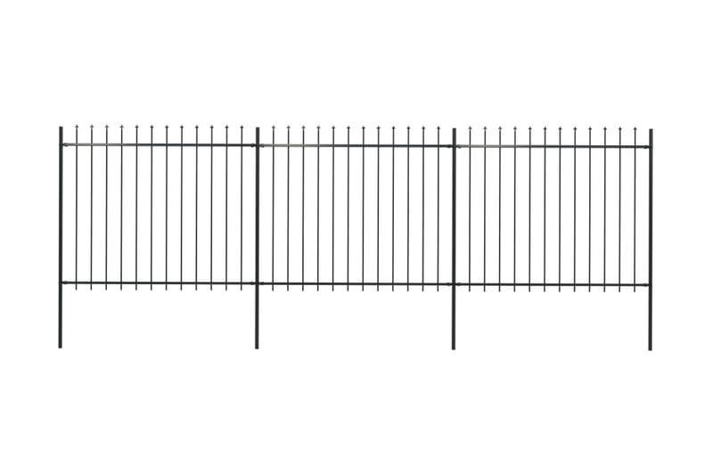 Hagegjerde med spydtopp stål 5,1x1,5 m svart - Svart - Gjerder & Grinder