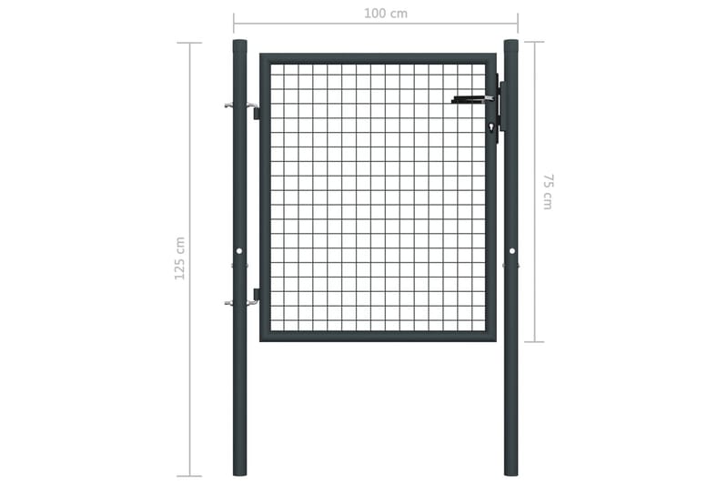 Hageport netting galvanisert stål 100x125 cm grå - Gjerder & Grinder