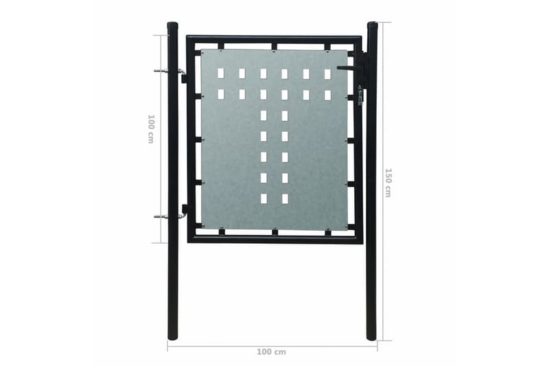 Sort Enkel Dør Gateport 100 x 150 cm - Gjerder & Grinder