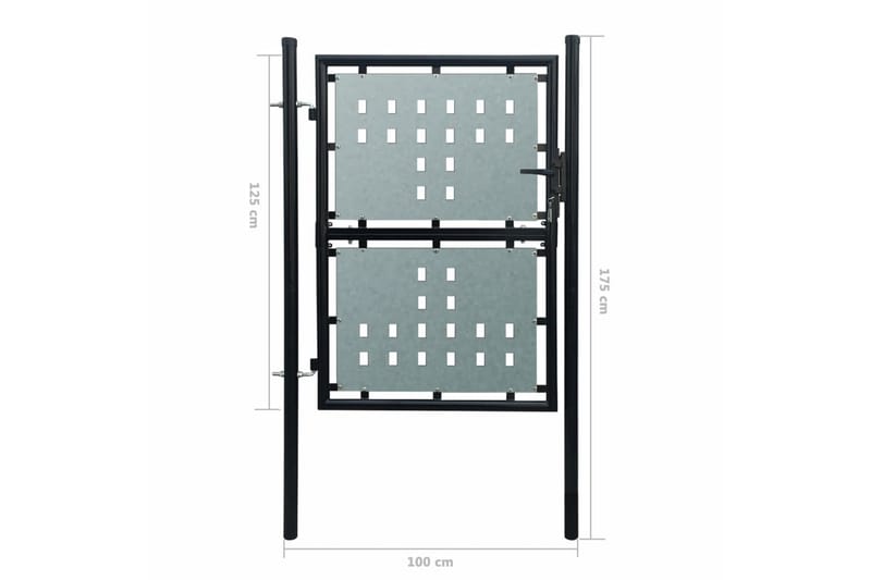 Sort Enkel Dør Gateport 100 x 175 cm - Gjerder & Grinder