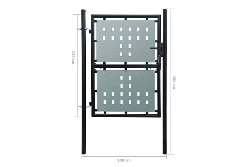 Sort Enkel Dør Gateport 100 x 200 cm - Gjerder & Grinder
