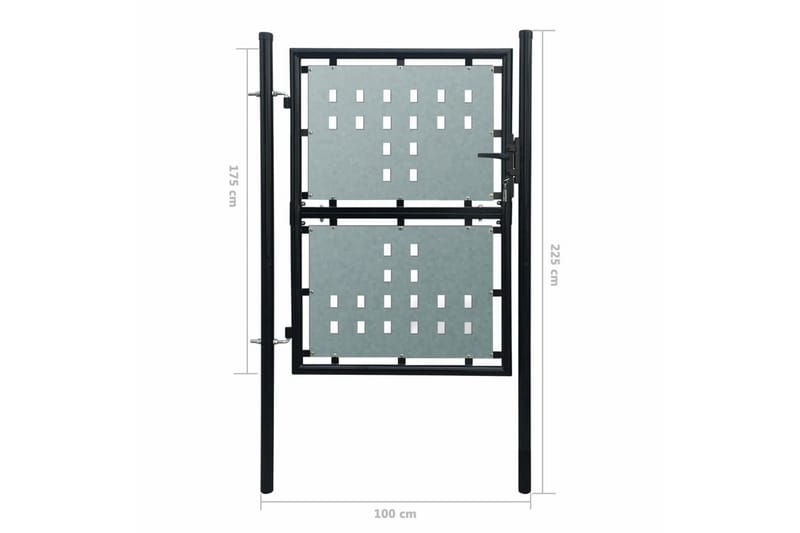Sort Enkel Dør Gateport 100 x 225 cm - Gjerder & Grinder