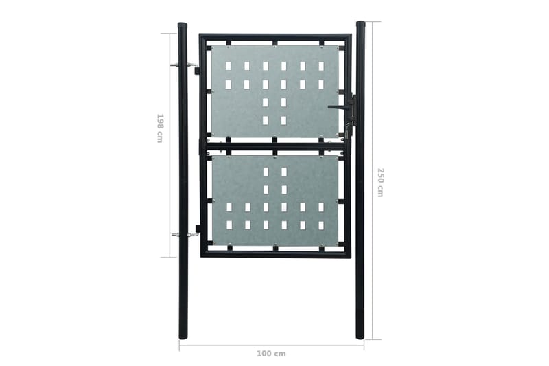 Sort Enkel Dør Gateport 100 x 250 cm - Gjerder & Grinder