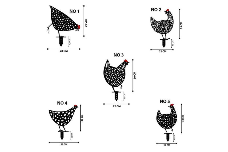 Dekorativt hage metalltilbehør sett Kyllinger Svart - Svart - Hagemøbler & utemiljø - Hagedekorasjon & utemiljø - Hagefigurer & hagepynt