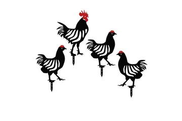 Dekorativt hage metalltilbehør sett Kyllingfamilie Svart Fire deler - Fire deler - Hagemøbler & utemiljø - Hagedekorasjon & utemiljø - Hagefigurer & hagepynt