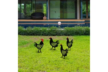 Dekorativt hage metalltilbehør sett Kyllingfamilie Svart Fire deler - Fire deler - Hagemøbler & utemiljø - Hagedekorasjon & utemiljø - Hagefigurer & hagepynt