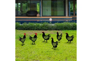 Dekorativt hage metalltilbehør sett Kyllingfamilie Svart Seks deler - Seks deler - Hagemøbler & utemiljø - Hagedekorasjon & utemiljø - Hagefigurer & hagepynt