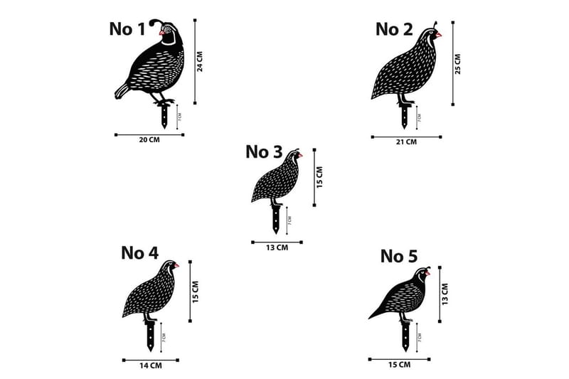 Dekorativt hage metalltilbehør sett Vaktler Svart - Svart - Hagemøbler & utemiljø - Hagedekorasjon & utemiljø - Hagefigurer & hagepynt