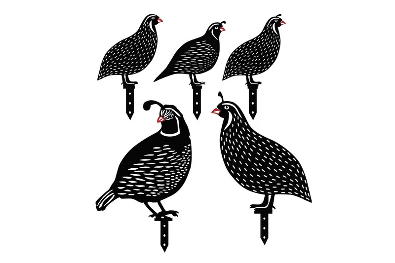 Dekorativt hage metalltilbehør sett Vaktler Svart, Svart