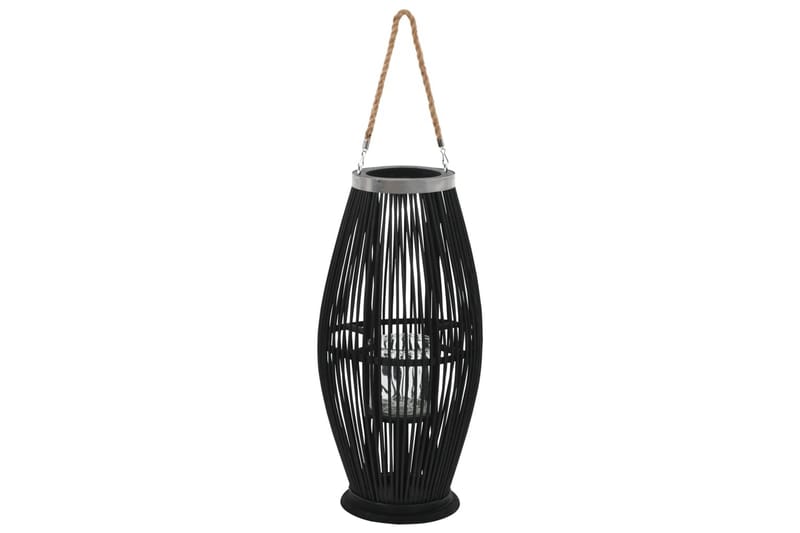Hengelanterne for stearinlys bambus svart 60 cm - Svart - Lysestaker og lykter - Utelykt - Dekorasjon & innredningsdetaljer