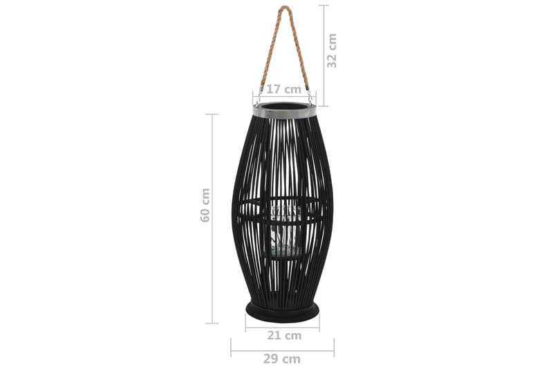 Hengelanterne for stearinlys bambus svart 60 cm - Svart - Dekorasjon & innredningsdetaljer - Utelykt - Lysestaker og lykter