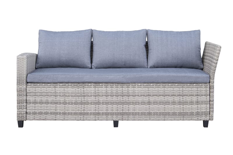 James Light Stor L-formet Vendbar Loungegruppe for Utendørs i Kunstrotting med Oppbevaring og Grå Puter - Grå - Hagemøbler & utemiljø - Loungemøbler - Loungegrupper