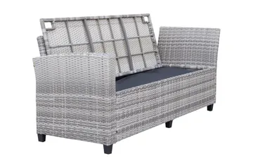 James Light Stor L-formet Vendbar Loungegruppe for Utendørs i Kunstrotting med Oppbevaring og Grå Puter - Grå - Hagemøbler & utemiljø - Loungemøbler - Loungegrupper