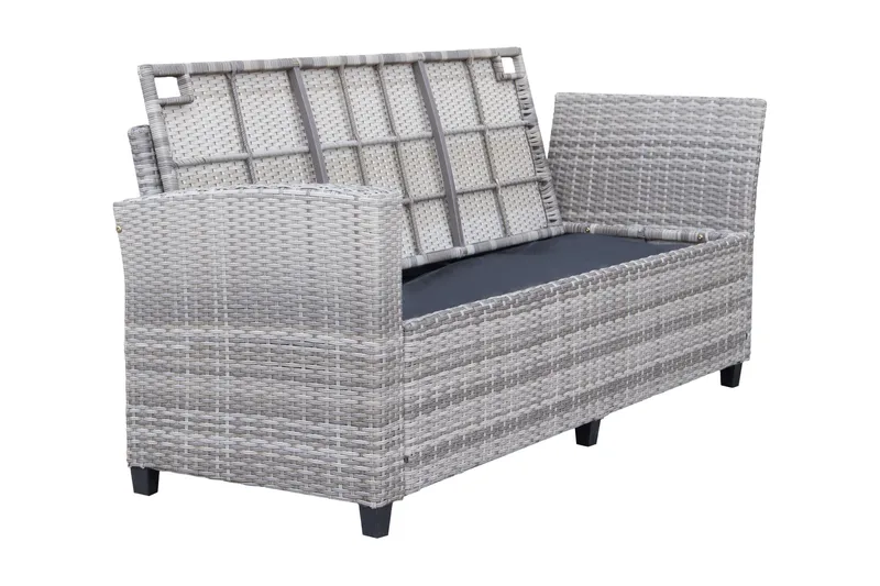 James Light Stor L-formet Vendbar Loungegruppe for Utendørs i Kunstrotting med Oppbevaring og Grå Puter - Grå - Hagemøbler & utemiljø - Loungemøbler - Loungegrupper