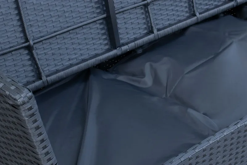 James Light Stor L-formet Vendbar Loungegruppe for Utendørs i Kunstrotting med Oppbevaring og Hvite Puter - Svart - Hagemøbler & utemiljø - Loungemøbler - Loungegrupper