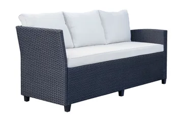 James Light Stor L-formet Vendbar Loungegruppe for Utendørs i Kunstrotting med Oppbevaring og Hvite Puter - Svart - Hagemøbler & utemiljø - Loungemøbler - Loungegrupper