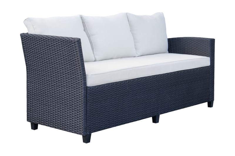 James Light Stor L-formet Vendbar Loungegruppe for Utendørs i Kunstrotting med Oppbevaring og Hvite Puter - Svart - Hagemøbler & utemiljø - Loungemøbler - Loungegrupper