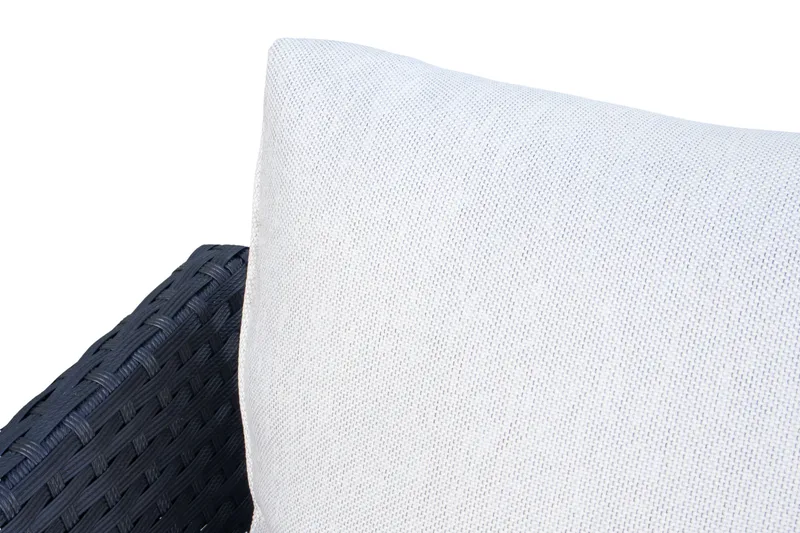 James Light Stor L-formet Vendbar Loungegruppe for Utendørs i Kunstrotting med Oppbevaring og Hvite Puter - Svart - Hagemøbler & utemiljø - Loungemøbler - Loungegrupper