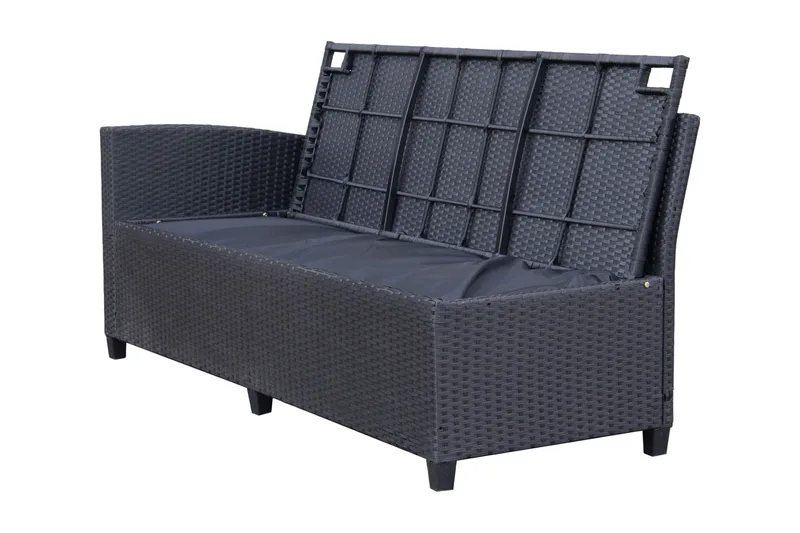 James Light Stor L-formet Vendbar Loungegruppe for Utendørs i Kunstrotting med Oppbevaring og Hvite Puter - Svart - Hagemøbler & utemiljø - Loungemøbler - Loungegrupper