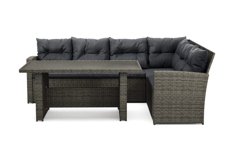 James loungegruppe utendørs – 5-seters sofagruppe i kunstrotting, Grå