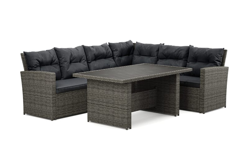 James loungegruppe utendørs – 5-seters sofagruppe i kunstrotting - Grå - Hagemøbler & utemiljø - Loungemøbler - Loungegrupper