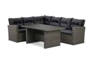 James loungegruppe utendørs venstre – 5-seters sofagruppe i kunstrotting - Grå - Hagemøbler & utemiljø - Loungemøbler - Loungegrupper