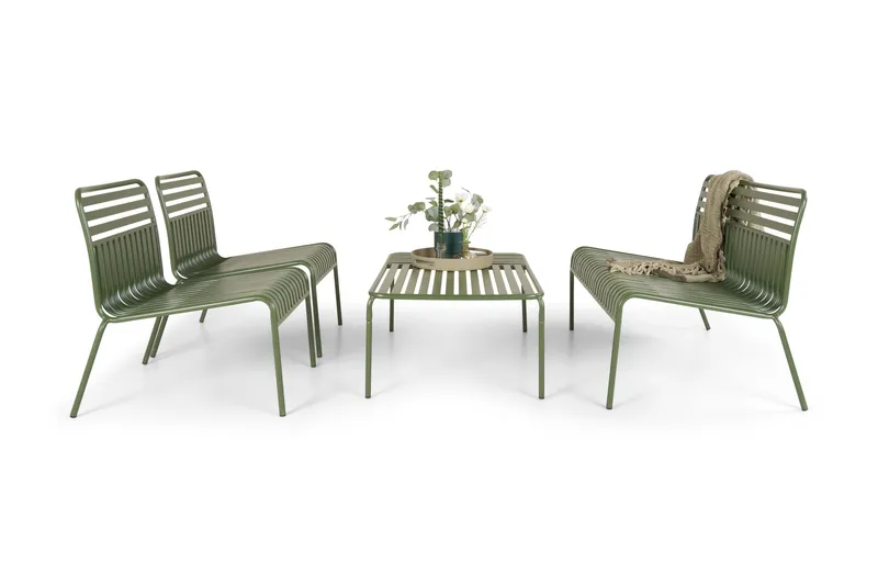 Jarva liten 4-seters sofagruppe utendørs i metall - Oliv - Hagemøbler & utemiljø - Loungemøbler - Loungegrupper