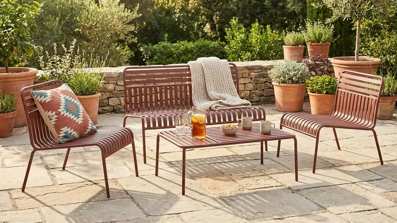 Jarva liten 4-seters sofagruppe utendørs i metall - Rød - Hagemøbler & utemiljø - Loungemøbler - Loungegrupper