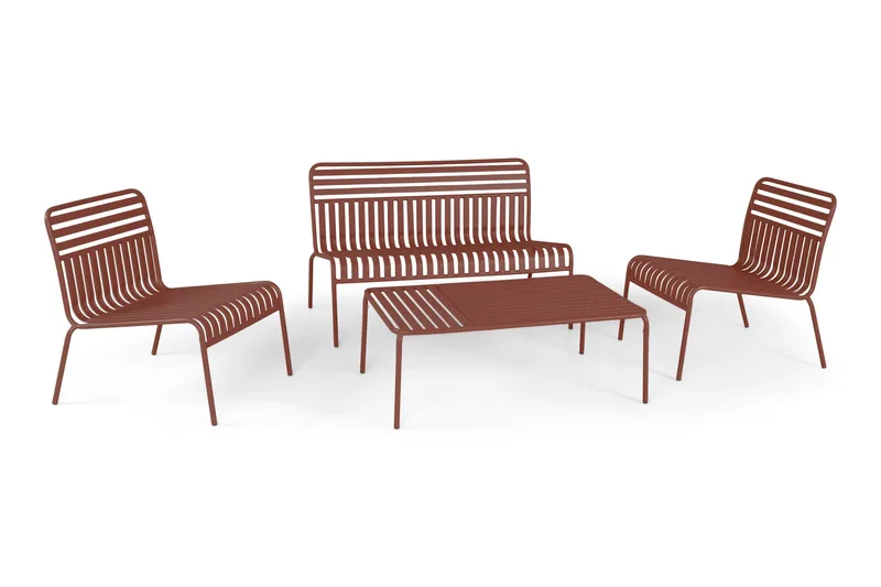 Jarva liten 4-seters sofagruppe utendørs i metall, Rød