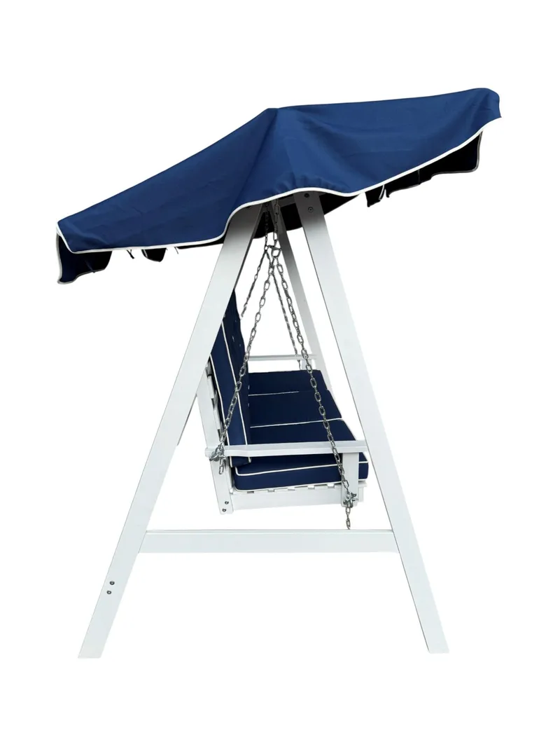 Landet Hammock Gyngesofa med tak i akasie tre inkludert puter 195x125x159 - Hvit - Hagemøbler & utemiljø - Utesofa - Hammock