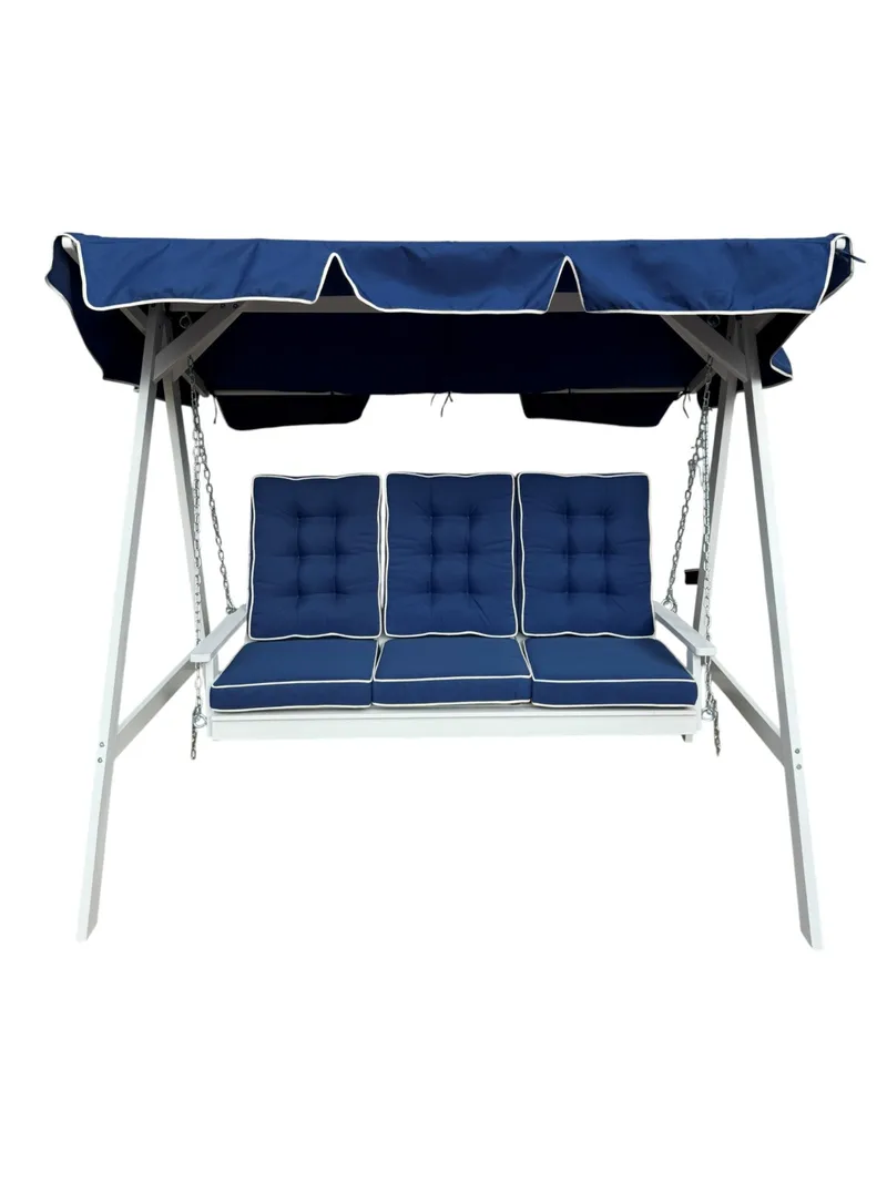 Landet Hammock Gyngesofa med tak i akasie tre inkludert puter 195x125x159, Hvit