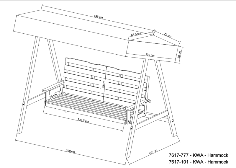 Landet hengekøye utendørs 195x125x159 inkl. tak - Mørkegrønn - Hagemøbler & utemiljø - Utesofa - Hammock
