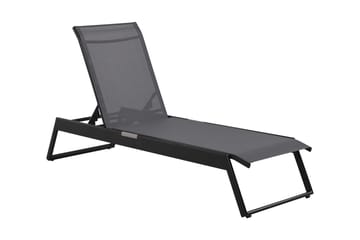 Monaco solseng med justerbar rygg i aluminium, grå tekstil - Svart - Hagemøbler & utemiljø - Stoler & Lenestoler - Solsenger & solvogner