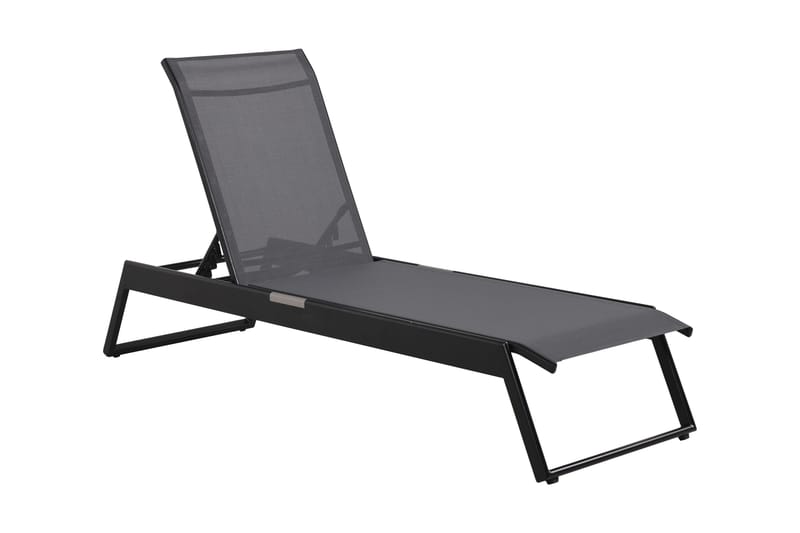 Monaco solseng med justerbar rygg i aluminium, grå tekstil - Svart - Hagemøbler & utemiljø - Stoler & Lenestoler - Solsenger & solvogner