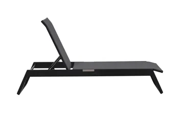 Monaco solseng med justerbar rygg i aluminium, grå tekstil - Svart - Hagemøbler & utemiljø - Stoler & Lenestoler - Solsenger & solvogner