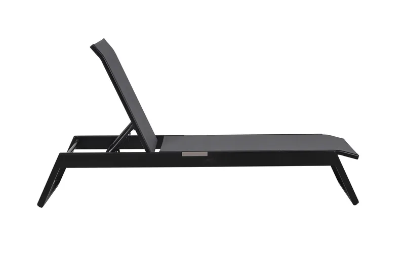 Monaco solseng med justerbar rygg i aluminium, grå tekstil - Svart - Hagemøbler & utemiljø - Stoler & Lenestoler - Solsenger & solvogner