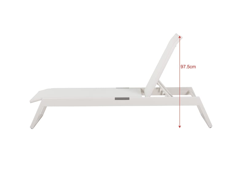 Monaco solseng med justerbar rygg i aluminium, hvit tekstil - Hvit - Hagemøbler & utemiljø - Stoler & Lenestoler - Solsenger & solvogner