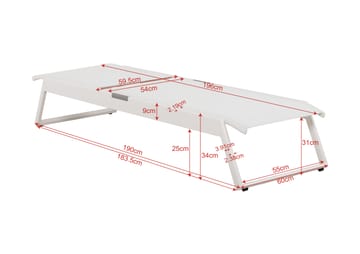 Monaco solseng med justerbar rygg i aluminium, hvit tekstil - Hvit - Hagemøbler & utemiljø - Stoler & Lenestoler - Solsenger & solvogner