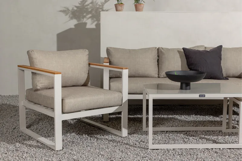 Sofagruppe Aspvik 5-seter - Beige/Grå - Hagemøbler & utemiljø - Loungemøbler - Loungegrupper